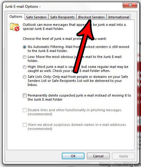 how to view blocked senders in outlook 2013