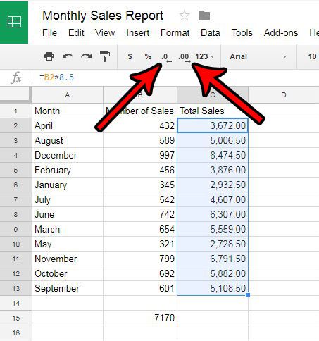 change number of decimal places in google sheets