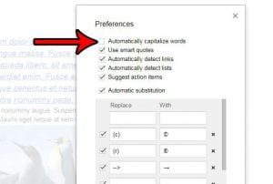 how to turn off automatic capitalization in google docs