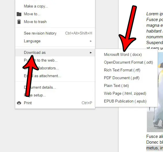 how to download as .docx from google docs