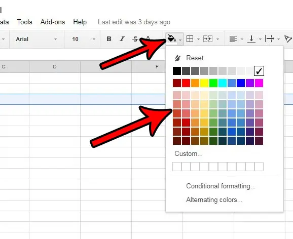 how to use fill color in google sheets