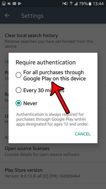 require password for play store purchases