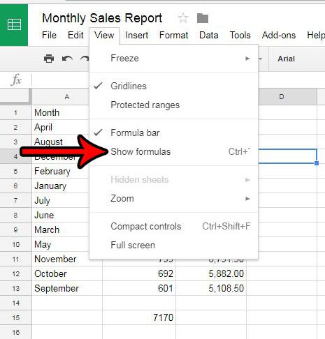 how to show formulas in google sheets