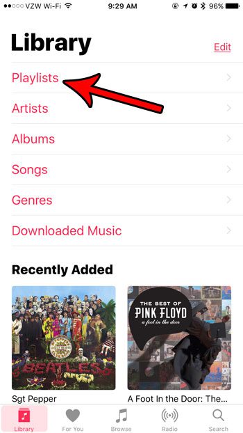 select the playlists option