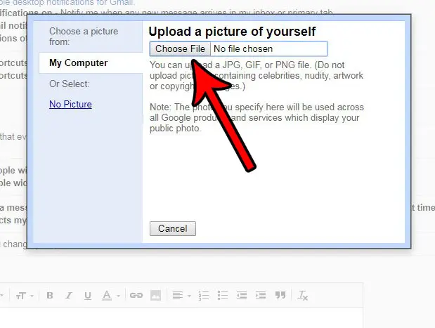 choose the file to upload