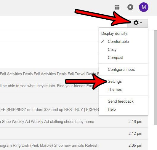 open gmail settings