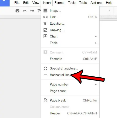 how to add a horizontal line in google docs