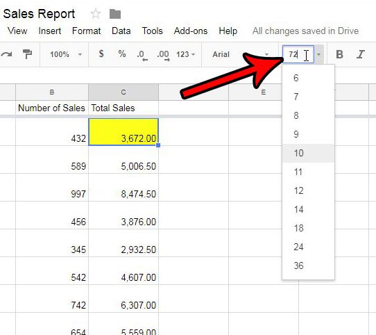 how to use bigger font sizes in google sheets