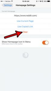 how to clear your homepage in firefox on an iphone