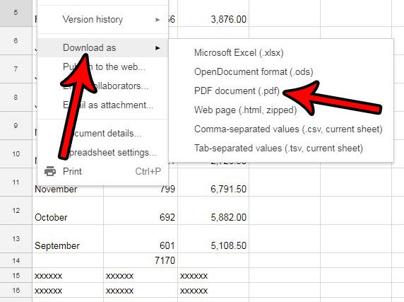 save as a pdf from google sheets