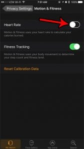 how to disable the heart rate monitor on the apple watch
