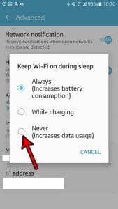 how to disconnect from wi-fi when your device goes to sleep in android marshmallow