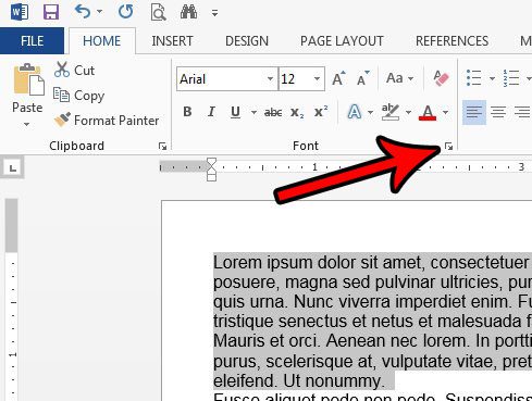 open the fonts menu in word 2013