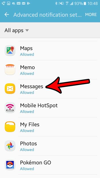 message notification settings