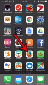 open the firefox browser on your iphone