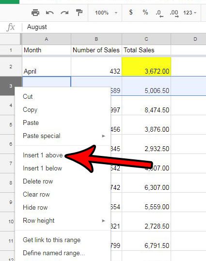how to insert row google sheets