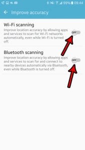how to turn off wifi and bluetooth scanning for location accuracy in android marshmallow