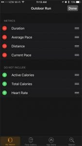how to change the apple watch workout stats