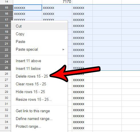 how to delete multiple rows in google sheets