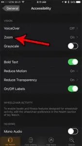 how to turn off zoom on the apple watch