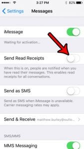 how to stop sending read receipts from iphone se