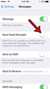 how to stop sending read receipts from iphone se