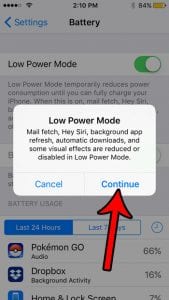 iphone se how enable low power mode