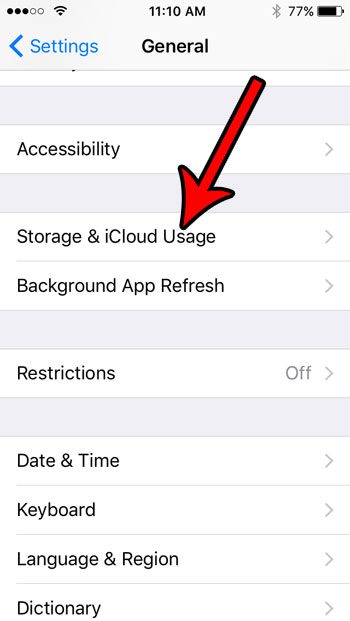 iphone se storage menu