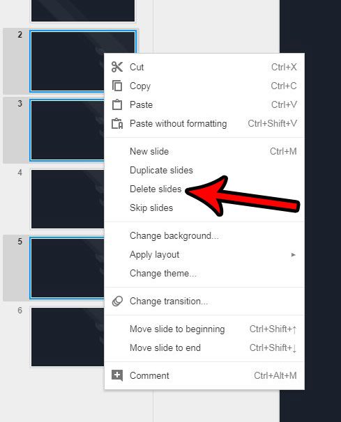 how to delete multiple slides in google slides