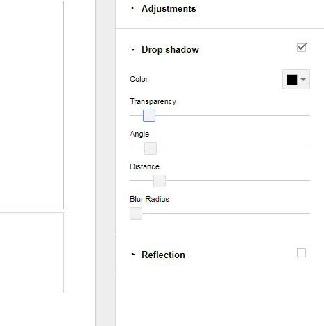 google slides drop shadow picture options