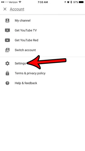 iphone youtube settings