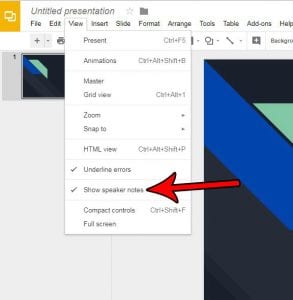 how to hide speaker notes in google slides