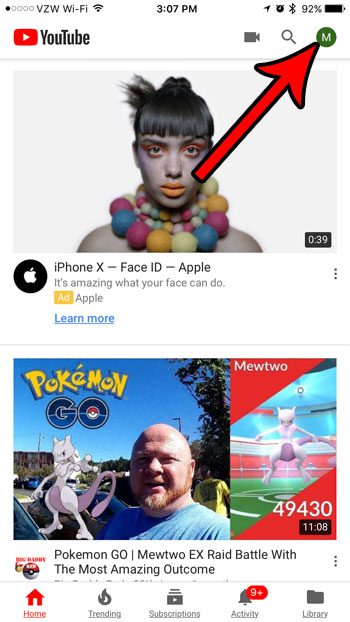 iphone youtube menu