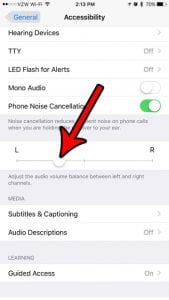 how to change audio balance on iphone 7