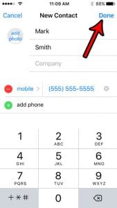 how to create a new contact on an iphone se