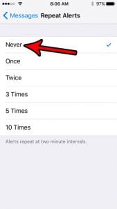 iphone se how to disable repeating message alerts