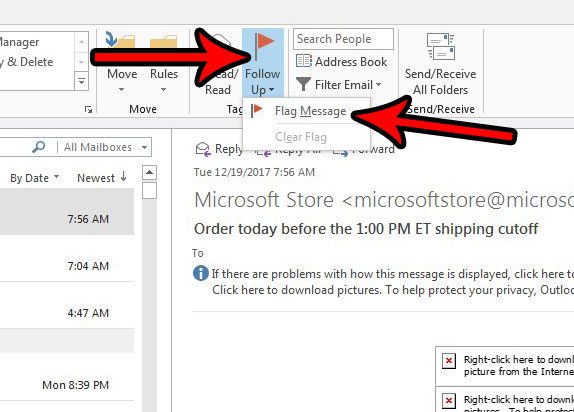 how to flag an email for followup in outlook 2013