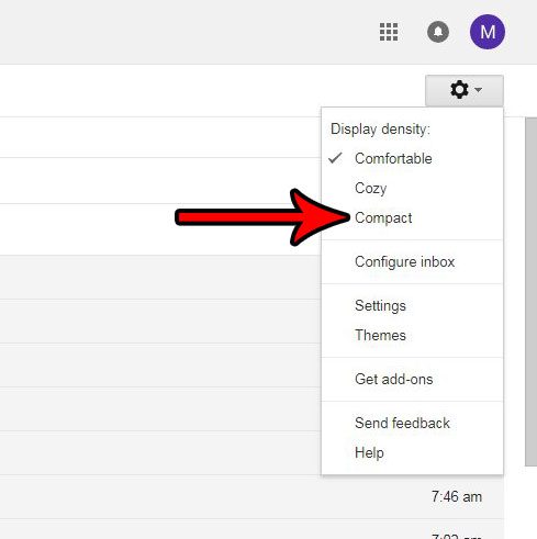 how to switch to compact view in gmail