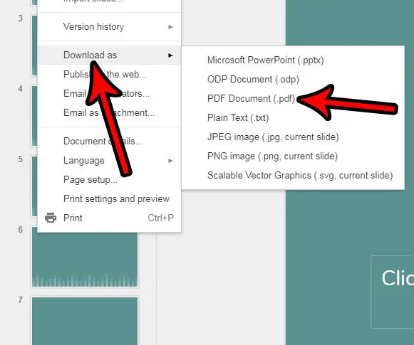 how to convert a google slides presentation to a pdf