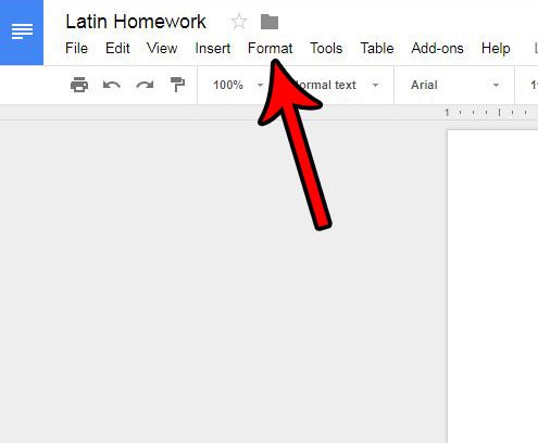 google docs format menu