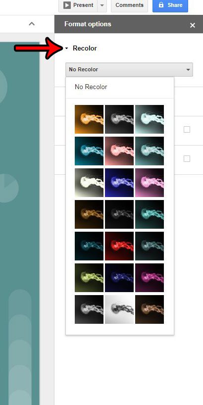 how to recolor pictures in google slides