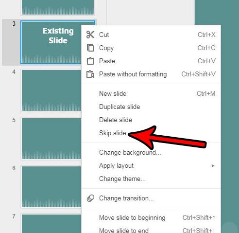 how to skip a slide in google slides