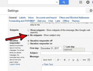how to stop showing snippets in gmail