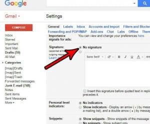 how to remove the signature in gmail