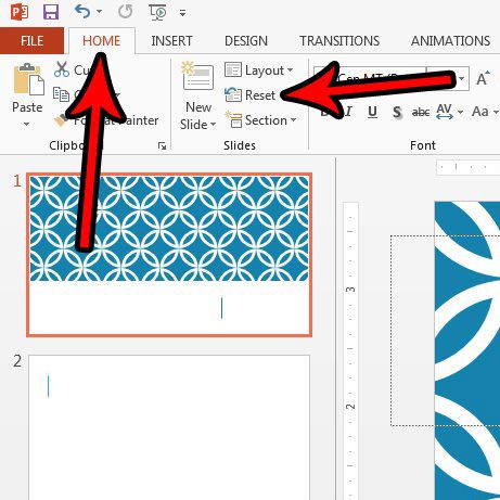 how to reset a slide in powerpoint 2013