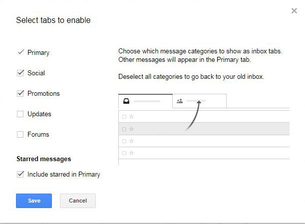 configure gmail tabs