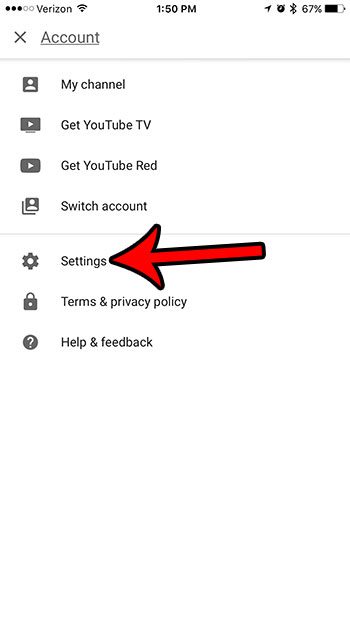 open the iphone youtube settings app