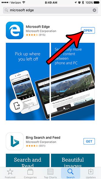 open iphone edge app