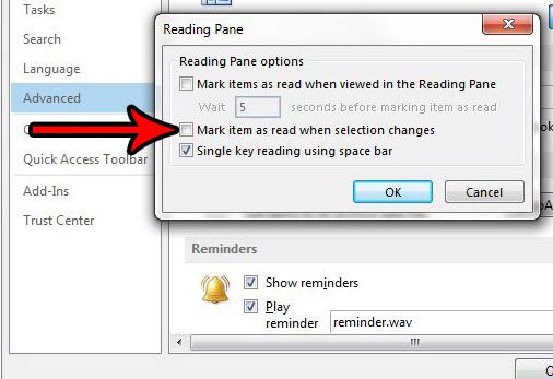 how to stop marking emails as read when you click on another one in outlook 2013