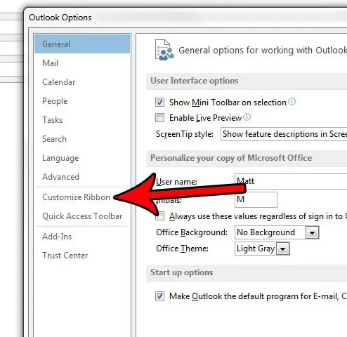 outlook 2013 enable developer tab